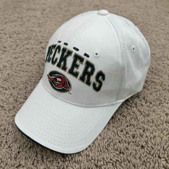 University Of Hanover Wood Peckers Hat Arched Spellout Logo Snapback White Cap - Picture 1 of 9